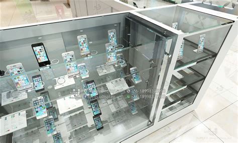 custom high tempered glass mobile phone display cabinet  retail shop store display design