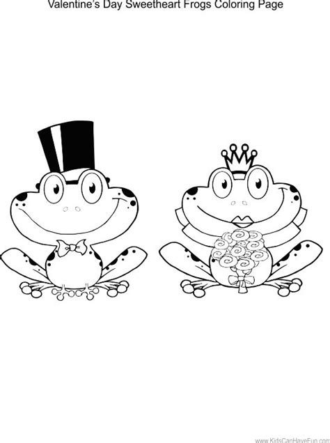 valentines day sweetheart frogs coloring page kidscanhavefun blog