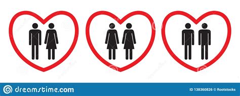 Homosexual And Heterosexual Love Icons Stock Illustration