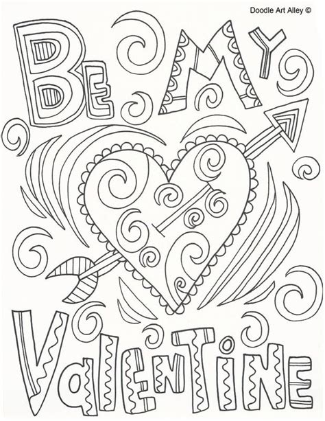 february coloring pages doodle art alley valentines day doodles