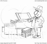 Machine Repairing Outline Coloring Copy Man Royalty Clipart Illustration Bannykh Alex Rf sketch template