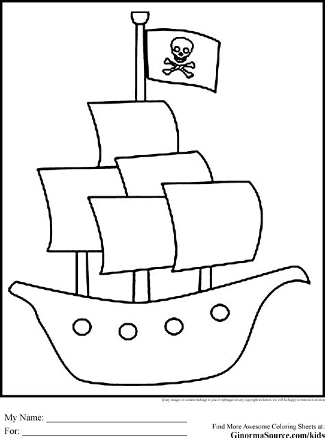 simple pirate ship drawing sketch coloring page