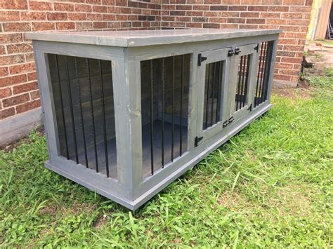 plans  build   wooden double dog kennel diy plans medium size pla build