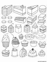 Coloring Cupcakes Cakes Adult Little Pages Printable sketch template