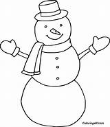 Snowman Coloring Pages Christmas Simple Printable Easy Arms sketch template
