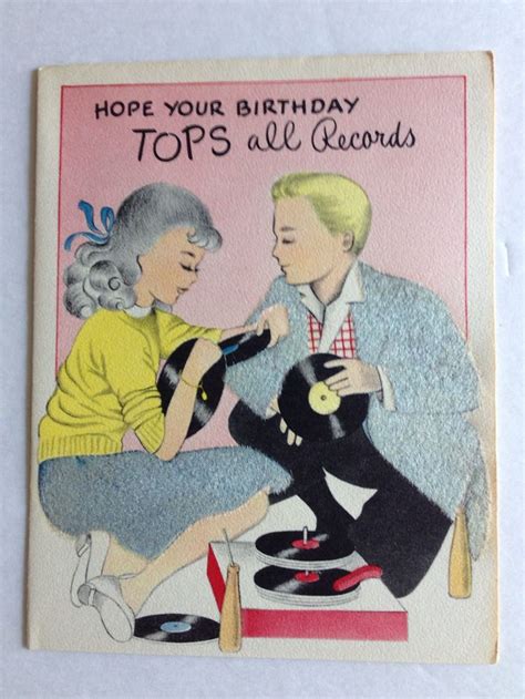 Birthday Card Lp Vintage Unused Nos Midcentury 1950s Vintage