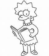 Lisa Simpson Coloring Pages Reading Simpsons Print Books Getcolorings Color Button Through sketch template