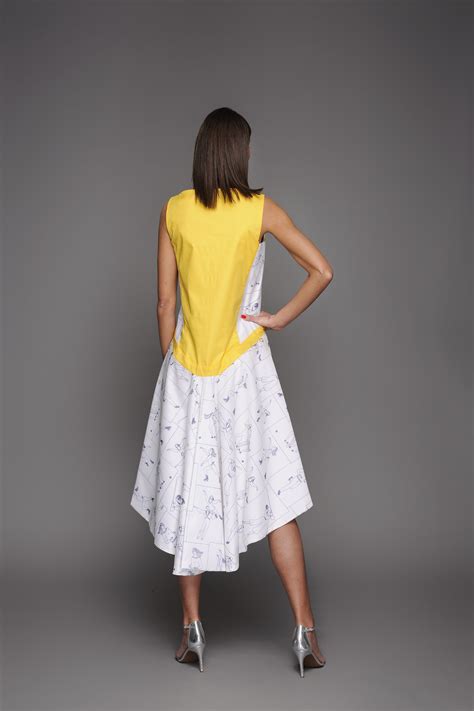 springsummer yellow  white dress yellow  white dress white