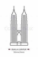 Vector Malaysia Towers Petronas Kuala Lumpur Icon sketch template