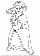 Fiona Shrek Drawing Draw Princess Step Cartoon Tutorials Drawingtutorials101 sketch template