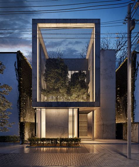 lines design reveals urban garden  mesh screen  cube house