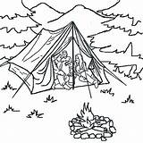 Camping Coloring Pages Tent Kids Outdoor Scene Camp Drawing Night Mountain Family Korner Color Time Campsite Printable Sheet Scouts Forest sketch template
