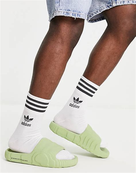 Adidas Originals Adilette 22 Sliders In Khaki Asos