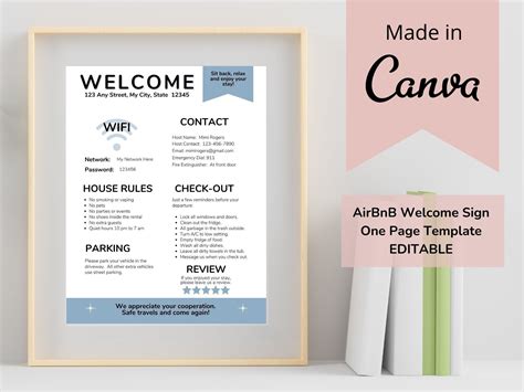 templates paper party supplies airbnb printable sign airbnb guest wifi instructions sign
