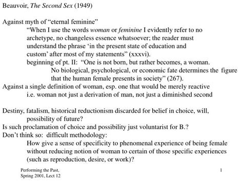 Ppt Beauvoir The Second Sex 1949 Against Myth Of