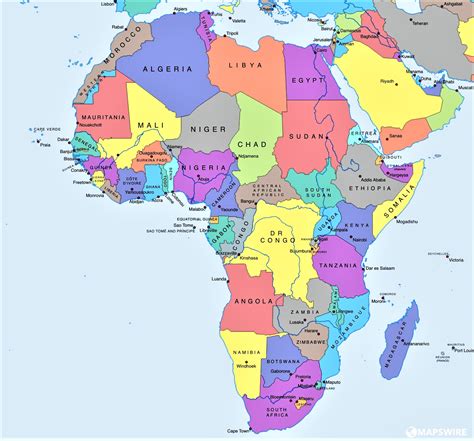 mapa de africa  imprimir politico fisico mudo continente africano