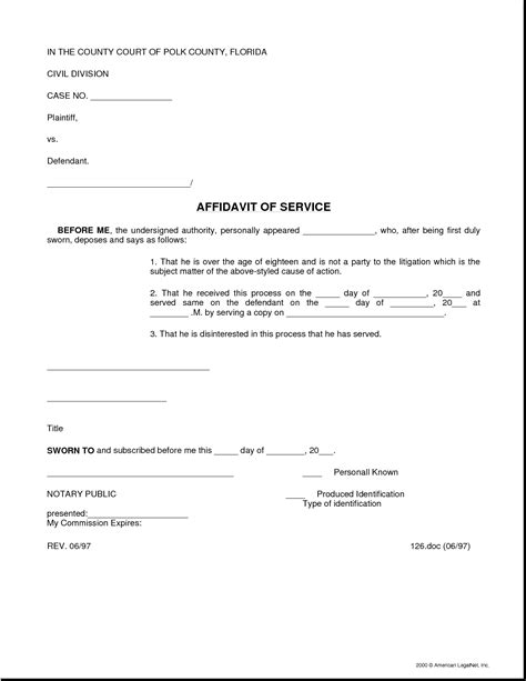 sample affidavit  service  printable documents
