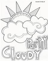 Weather Coloring Pages Preschool Cloudy Science Classroomdoodles Colouring Partly Kindergarten Kids Activities sketch template