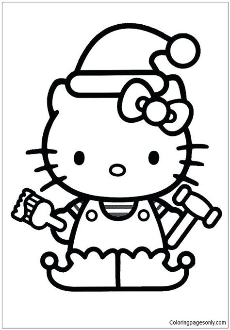 kitty christmas  coloring pages cartoons coloring pages