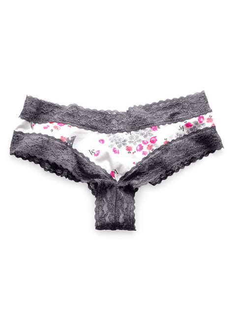 victoria s secret lace waist cheeky panty in gray eiffel blossom lyst