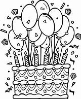 Cake Slice Coloring Pages Getdrawings Drawing Birthday sketch template