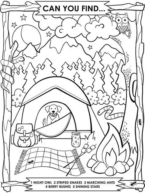 toddlers camping coloring pages