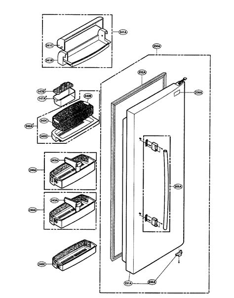 refrigerator door parts diagram parts list  model lsctt lg parts refrigerator parts