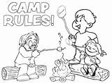 Coloring Camping Camp Sheets Camper Pages Happy Printable Rules sketch template