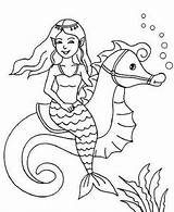 Coloring Pages Seahorse Mermaid Choose Board Colouring sketch template