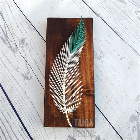 feather string art  wood tribal boho minimalist decor etsy