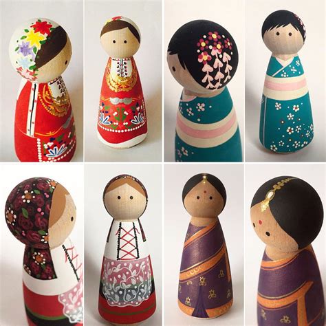 multicultural peg doll listing    doll peg dolls wood peg
