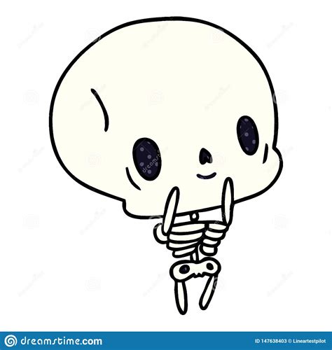 cartoon kawaii cute dead skeleton stock vector