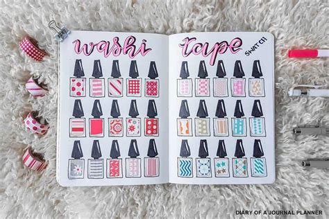 cute bullet journal washi tape swatch  organize  washi collection