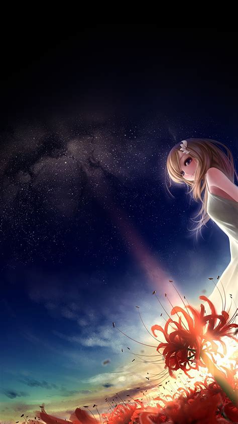 af anime girl  space sky wallpaper