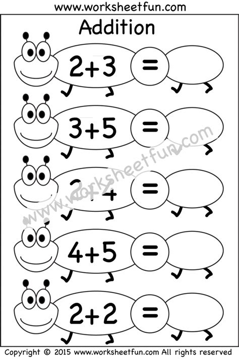 kindergarten addition worksheet beginner addition  worksheets