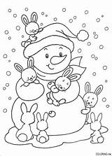 Coloring Pages Christmas Winter Bunny Snowman Rabbit Zima Animals Kids Printables Dessin Printable Snow Noel Animal Color Colour Neige Book sketch template