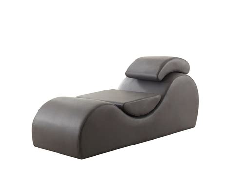 Gray Faux Leather Deluxe Exercise Stretch Chaise Sex Sofa