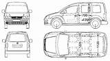 Caddy Volkswagen 2006 Life Blueprints Auto Car Drawing Wagon Sketch Obrázek Kreslení Views Klikněte Na Click sketch template