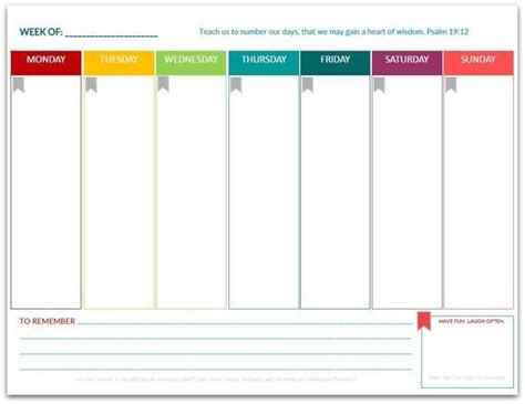printable   glance weekly planner  calendar printable