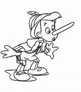 Pinocchio Coloring Pages Nose Lying Grows Index Printable Jiminy Cricket Kids sketch template