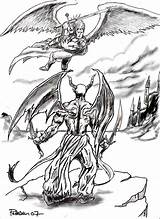 Demon Angel Vs Drawing Tattoo Coloring Pages Sketch Template Getdrawings sketch template