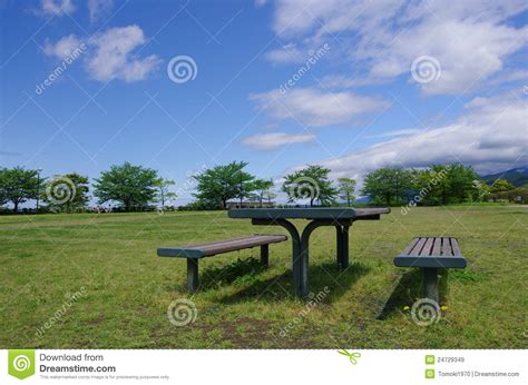 picnic area stock image image  picnic grass clouds