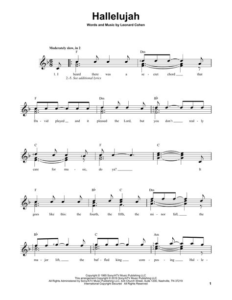 hallelujah sheet music by leonard cohen easy guitar 170315