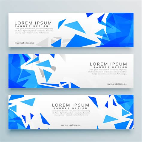 abstract blue triangles vector web banner  header template