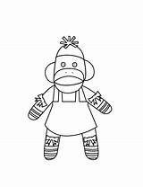 Coloring Sock Monkey Mrs Pages Categories sketch template