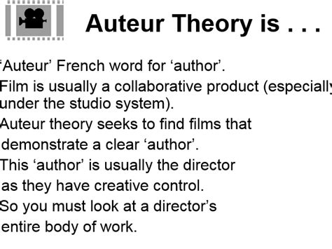 auteur theory  teaching resources