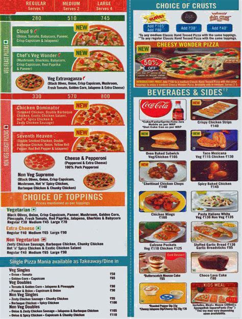 menu  dominos pizza panch pakhadi thane west mumbai eazydiner