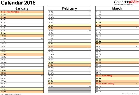 calendar 2016 uk 16 free printable pdf templates