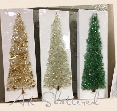 Cute Little 4x12 Glass Christmas Trees By Art Shattered