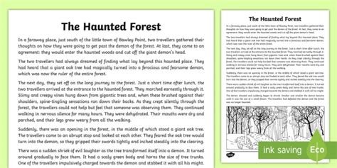 haunted forest descriptive writing examples ks